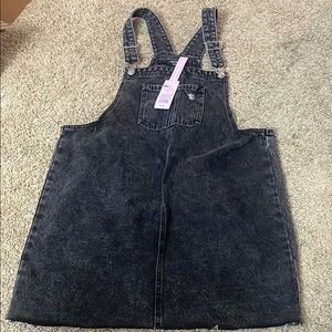 Black Denim Overall Dress